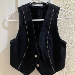 Zara Black Denim Vest